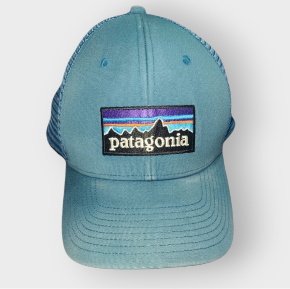 PATAGONIA P-6 Logo Trucker Hat Classic FITZ ROY LOGO Snap Back Electric Blue